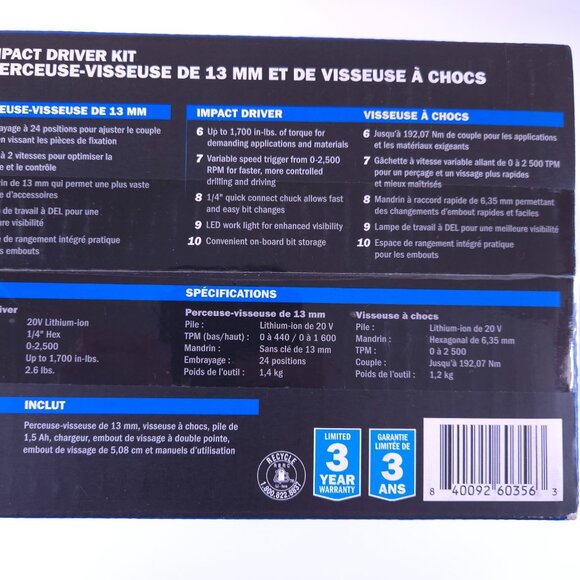 Hart  1/2" Drill & Impact Driver Kit 20v Cordless System New Sealed - Picture 8 of 8